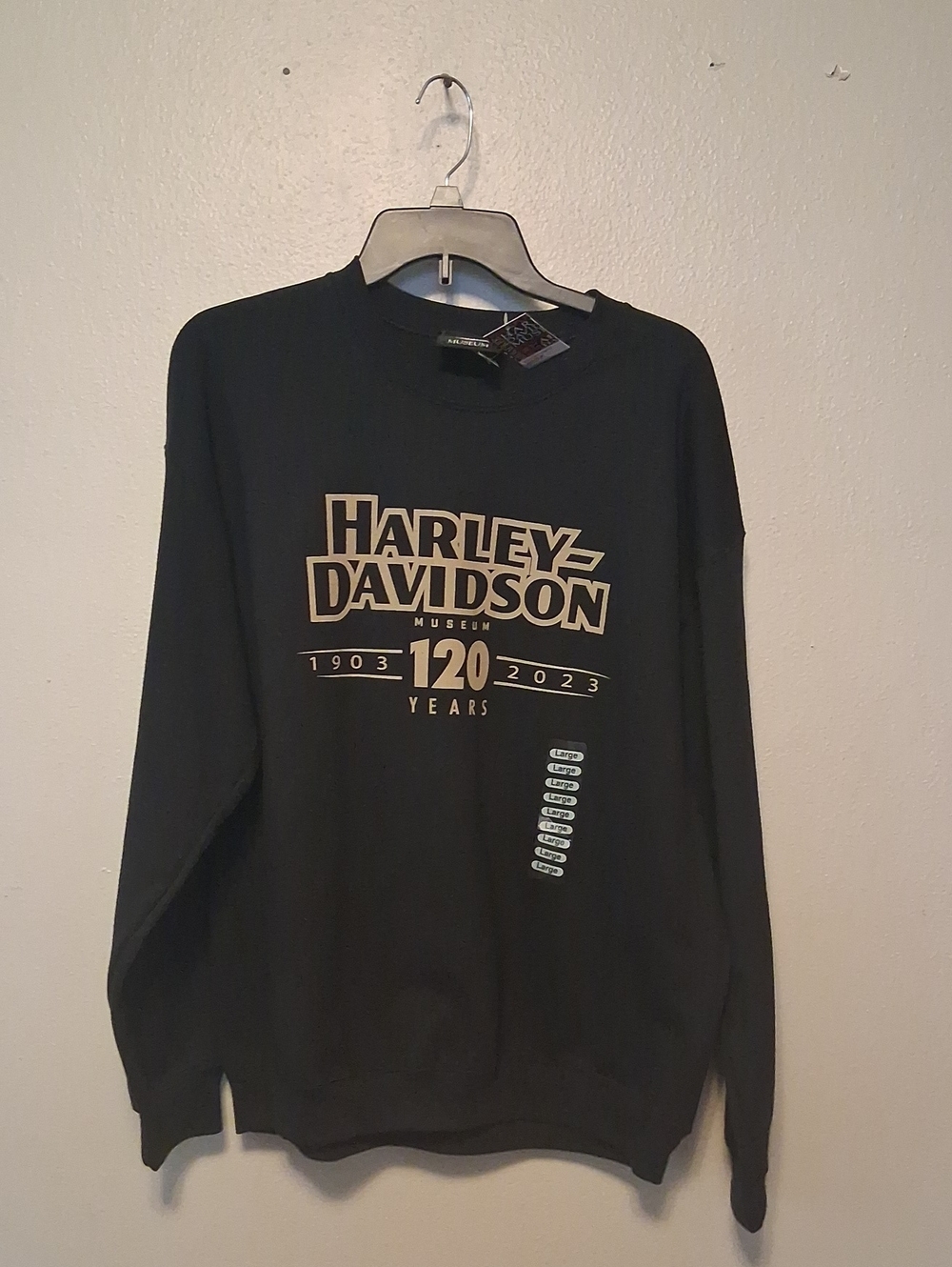 nwt harley-davidson crewneck sweatshirt mens l 120th anniversary shirt
